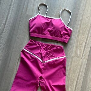 Hot Pink Sports Bra and Leggings Set